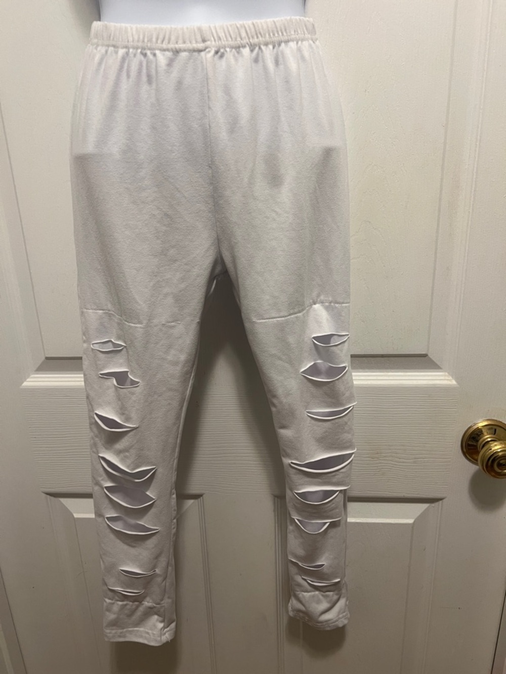 Source Unknown White Distressed Girls Leggings